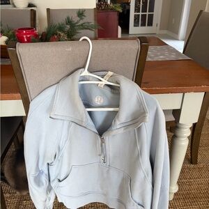 Lululemon Blue Linen Half-Zip Pullover